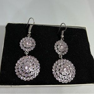Lavender silver diamond earrings